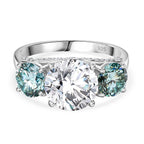 Moonlit Waters Moissanite Trilogy Ring in Rhodium Overlay Sterling Silver 4.48 ct.