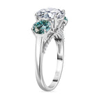 Moonlit Waters Moissanite Trilogy Ring in Rhodium Overlay Sterling Silver 4.48 ct.