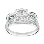 Moonlit Waters Moissanite Trilogy Ring in Rhodium Overlay Sterling Silver 4.48 ct.