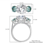 Moonlit Waters Moissanite Trilogy Ring in Rhodium Overlay Sterling Silver 4.48 ct.