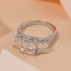 Moissanite (Asscher Cut) Trilogy Ring in Platinum Overlay Sterling Silver 4.82 Ct