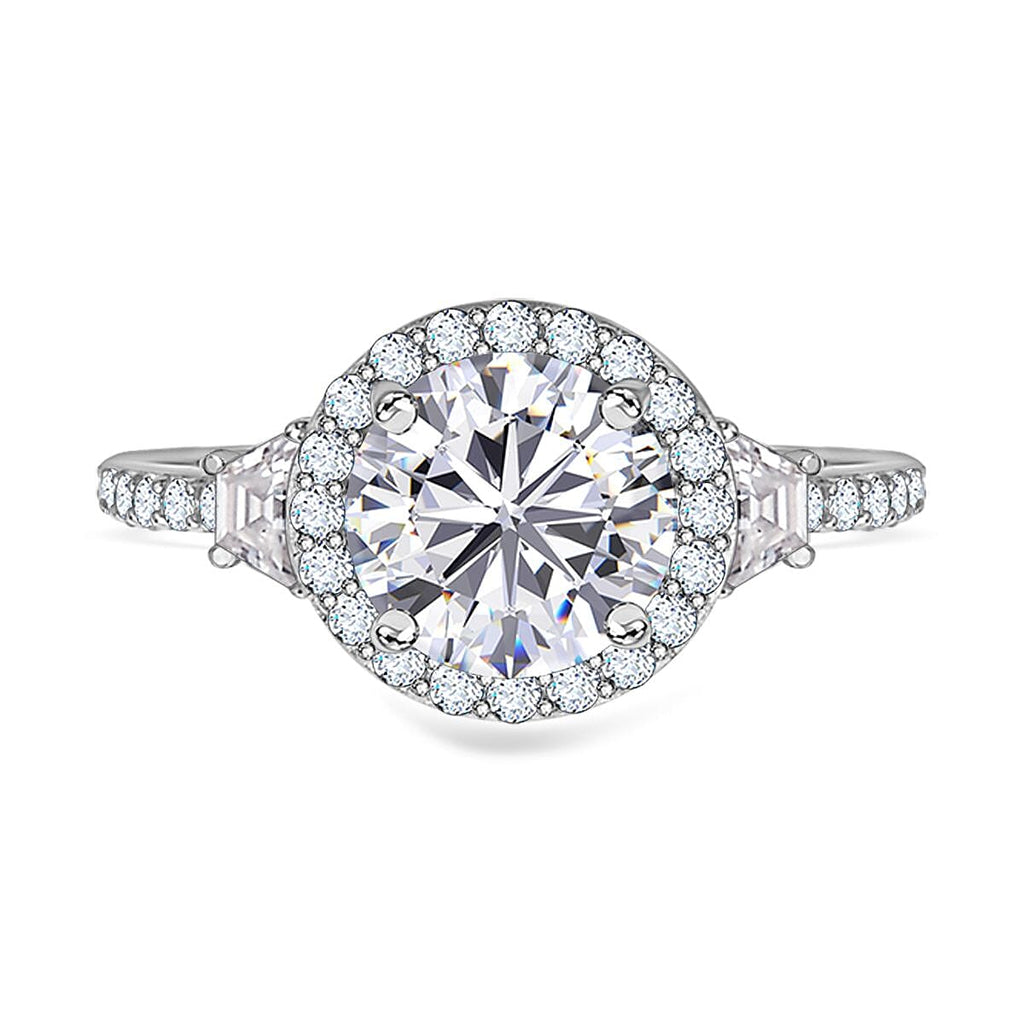Moissanite Ring in Rhodium Overlay Sterling Silver 2.60 Ct.