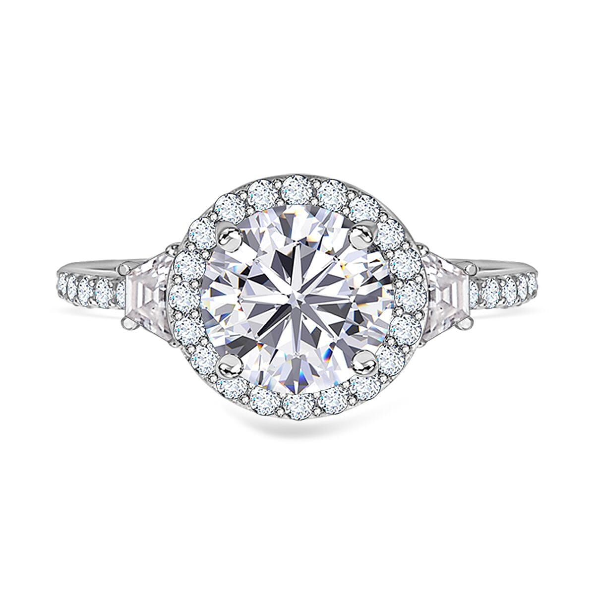 Moissanite Ring in Rhodium Overlay Sterling Silver 2.60 Ct. 7387871 0