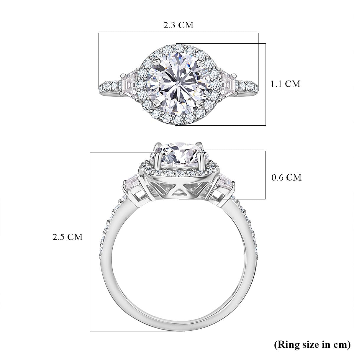 Moissanite Ring in Rhodium Overlay Sterling Silver 2.60 Ct. 7387871 5