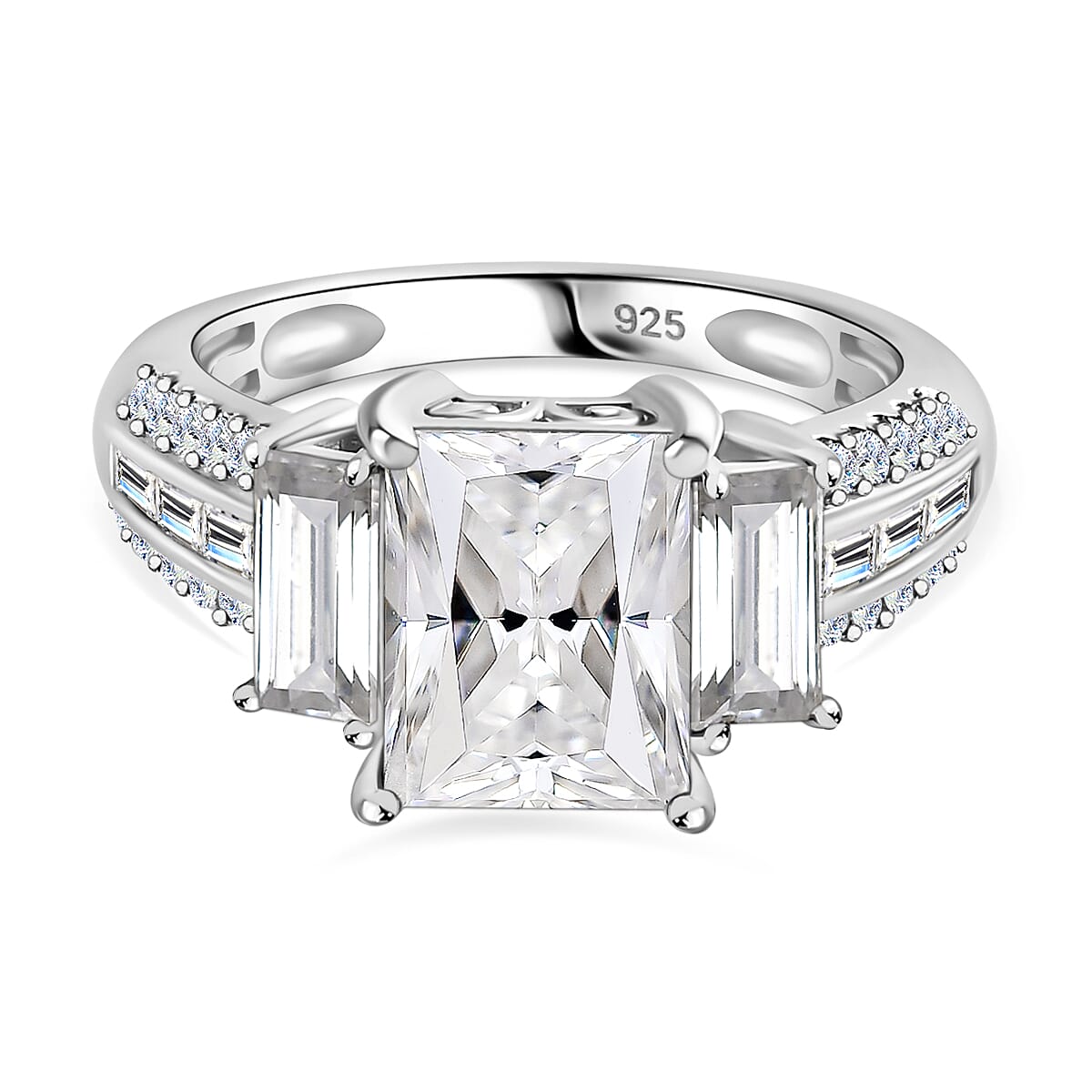 Moissanite Nicolette Ring in Rhodium Overlay Sterling Silver 3.70 Ct 7731807 0