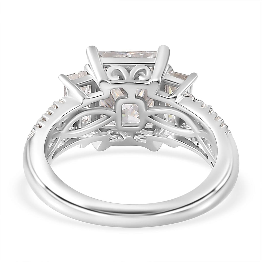 Moissanite Nicolette Ring in Rhodium Overlay Sterling Silver 3.70 Ct
