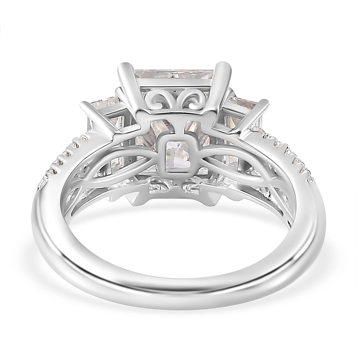Moissanite Nicolette Ring in Rhodium Overlay Sterling Silver 3.70 Ct 7731807 5