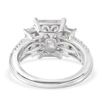 Moissanite Nicolette Ring in Rhodium Overlay Sterling Silver 3.70 Ct