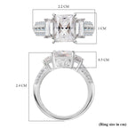Moissanite Nicolette Ring in Rhodium Overlay Sterling Silver 3.70 Ct