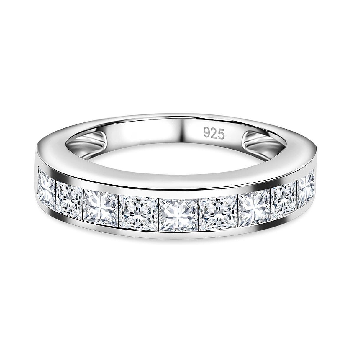 Moissanite Half Eternity Band Ring in Platinum Overlay Sterling Silver 1.36 Ct. 7641684 0