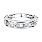 Moissanite Half Eternity Band Ring in Platinum Overlay Sterling Silver 1.36 Ct.