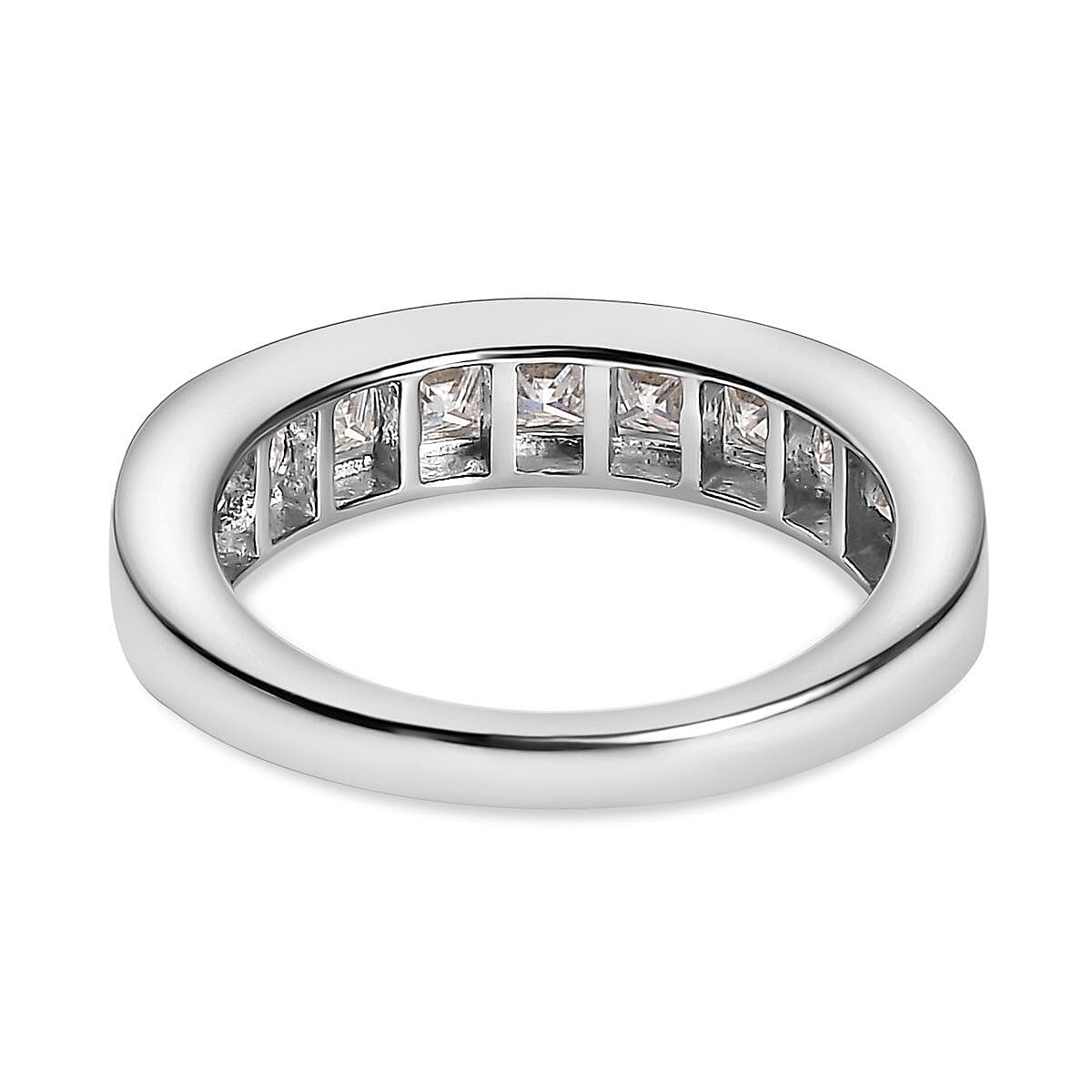 Moissanite Half Eternity Band Ring in Platinum Overlay Sterling Silver 1.36 Ct. 7641684 4