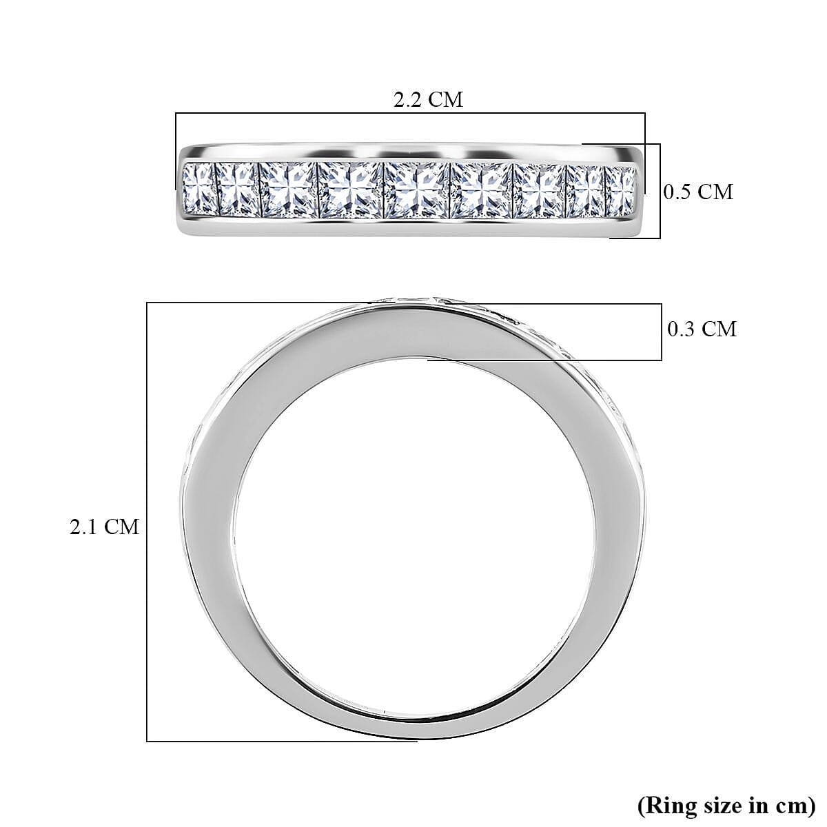 Moissanite Half Eternity Band Ring in Platinum Overlay Sterling Silver 1.36 Ct. 7641684 5