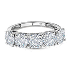 Moissanite 5 Stone Ring in Platinum Overlay Sterling Silver 2.00 Ct.