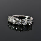 Moissanite 5 Stone Ring in Platinum Overlay Sterling Silver 2.00 Ct.