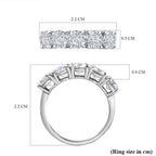Moissanite 5 Stone Ring in Platinum Overlay Sterling Silver 2.00 Ct.