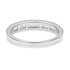 Moissanite Half Eternity Band Ring in Rhodium Overlay Sterling Silver