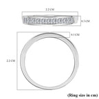 Moissanite Half Eternity Band Ring in Rhodium Overlay Sterling Silver