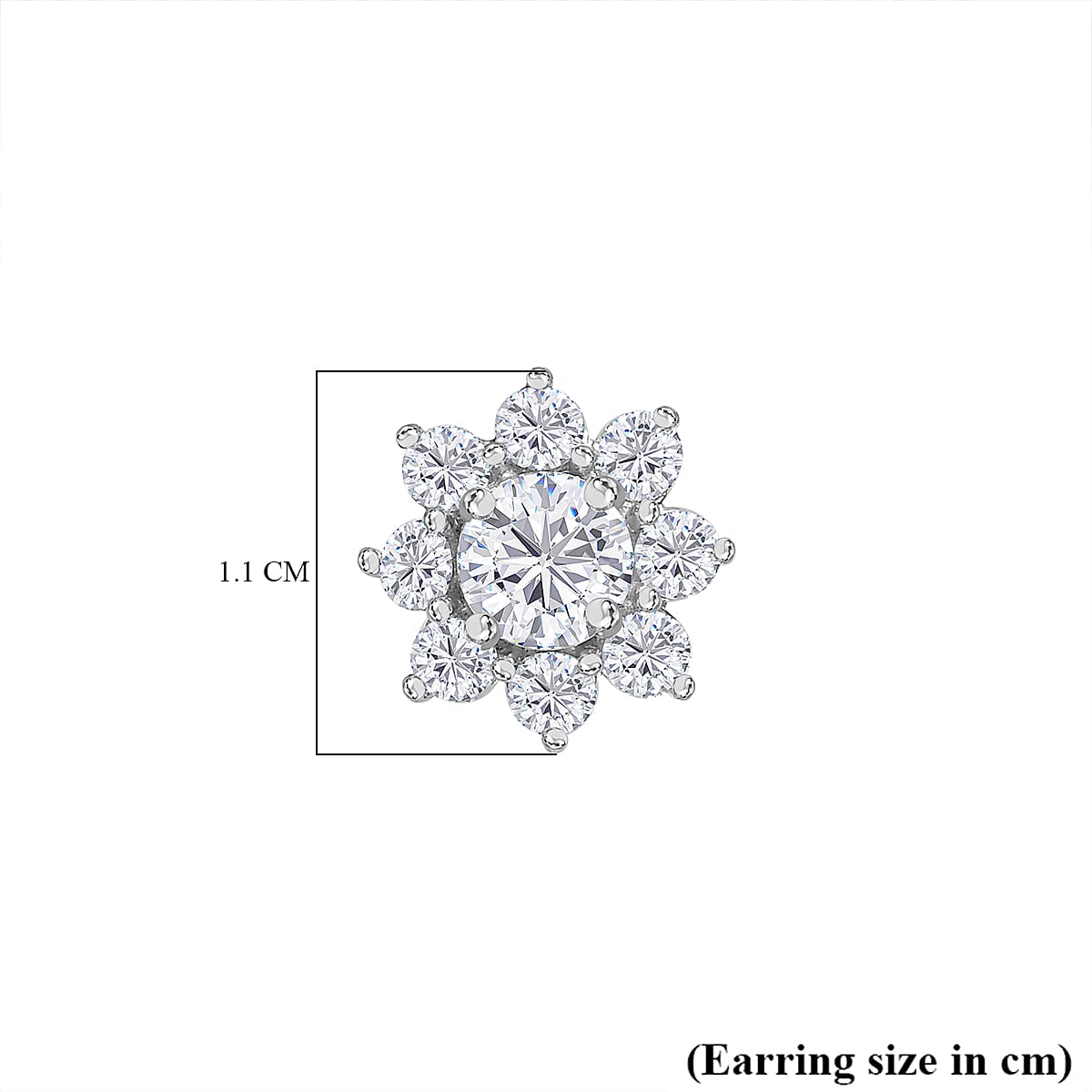 Moissanite Floral Stud Earrings in Rhodium Overlay Sterling Silver 1.85 Ct 7731806 5
