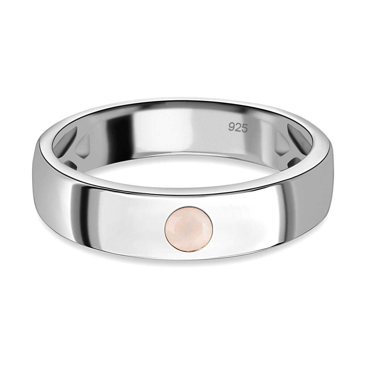 White Moonstone Solitaire Wedding Band Ring in Platinum Plated Sterling Silver 3634544 0