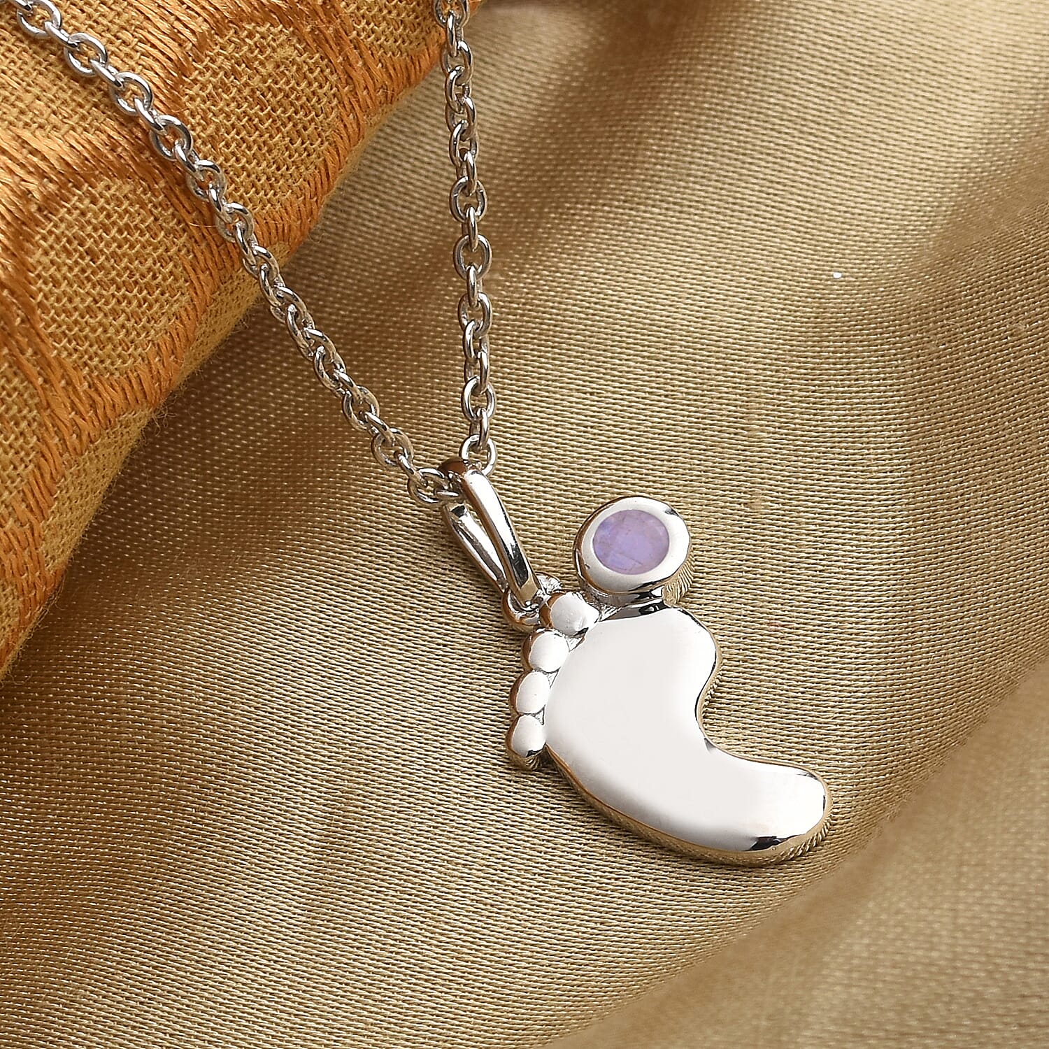 White Moonstone Pendant with Chain (Size 20 With 4 Inch Extender) In Platinum Overlay Sterling Silver 3629295 2