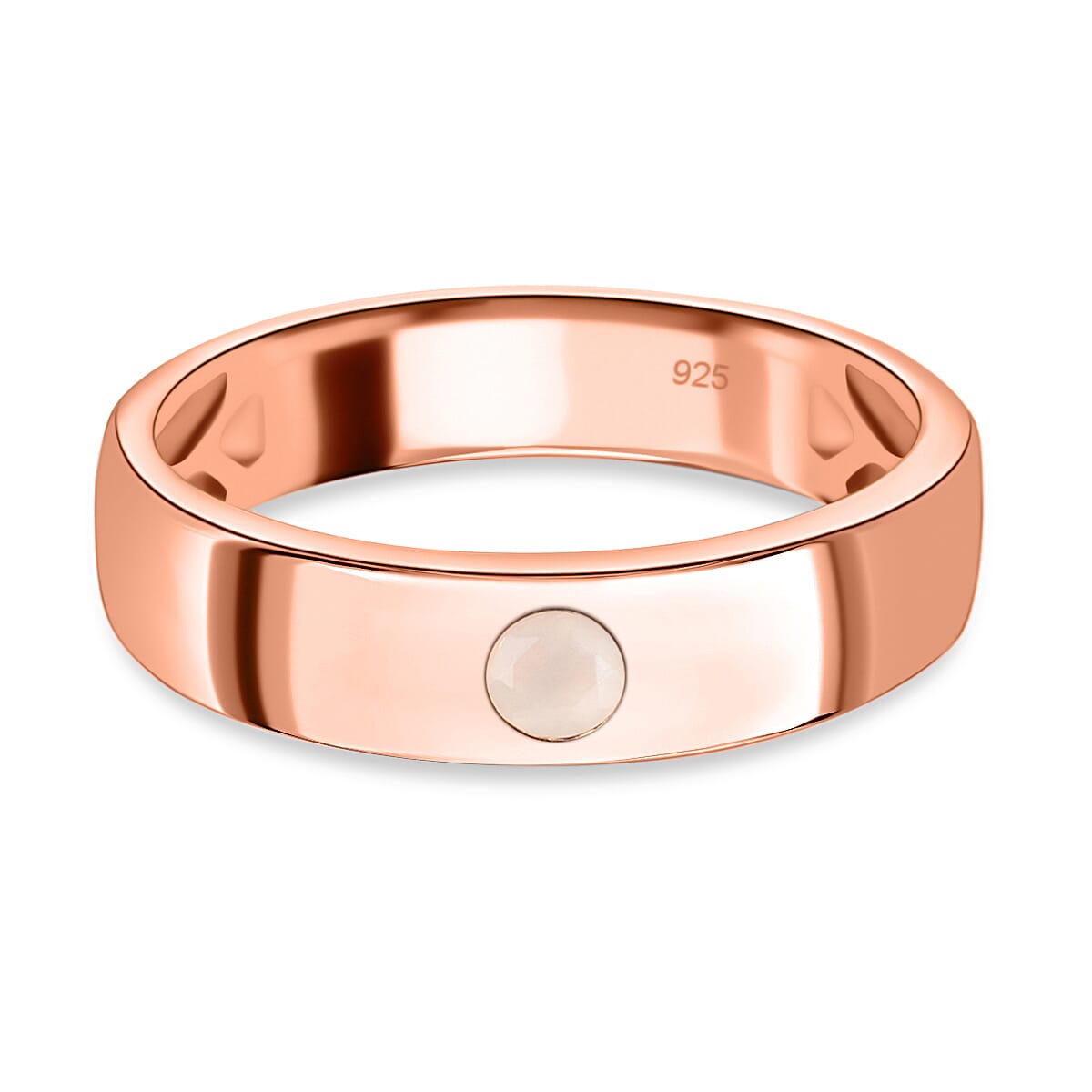 White Moonstone Solitaire Ring in Rose Gold Overlay Sterling Silver 3634569 0