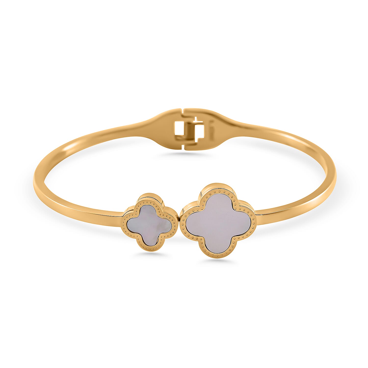 White Mother Of Pearl Van Cleef Bangle in Yellow Tone (Size - 7) 7929865 0