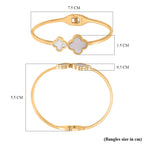 White Mother Of Pearl Bangle in Yellow Tone (Size - 7)