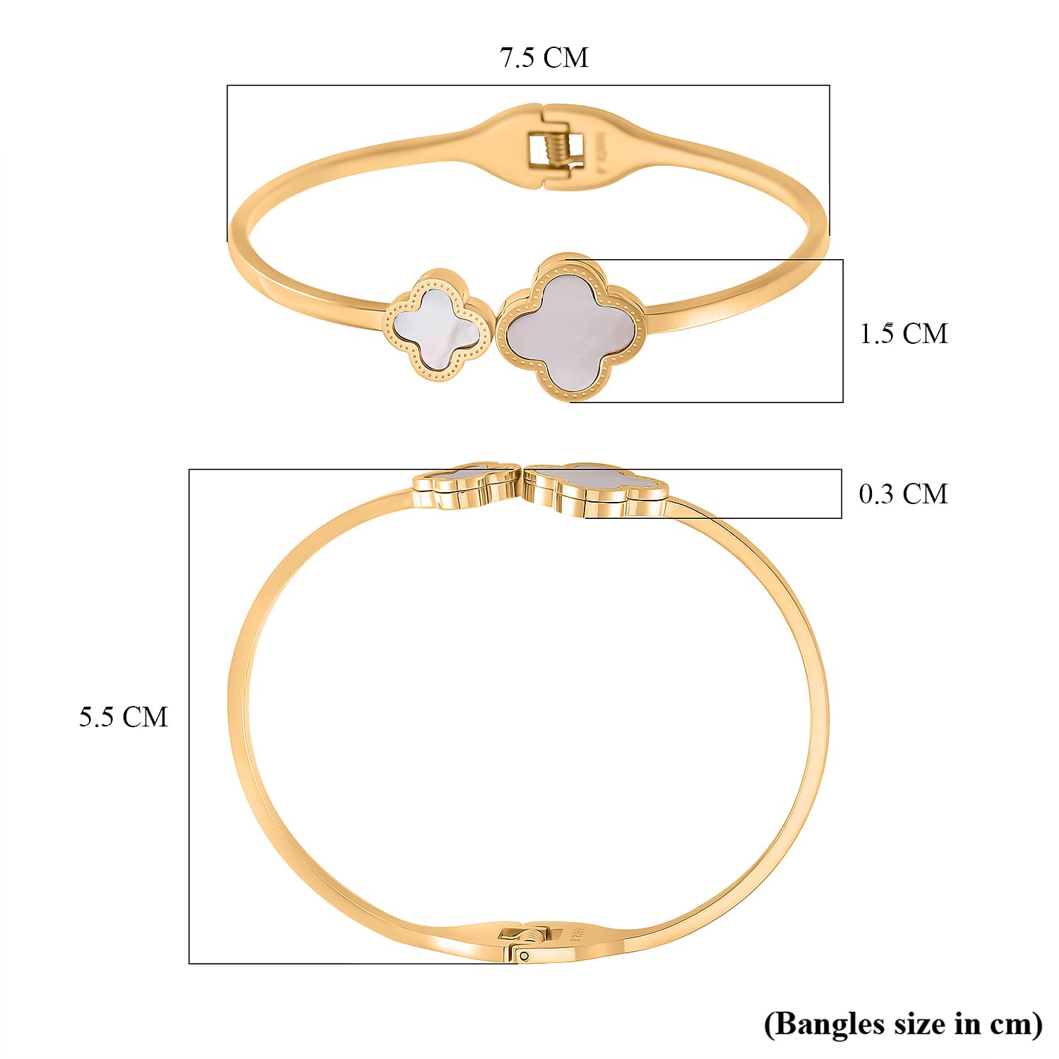 White Mother Of Pearl Van Cleef Bangle in Yellow Tone (Size - 7) 7929865 6