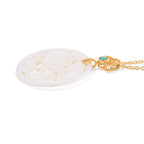 White South Sea Colour Mother Of Pearl Carved Dragon & Blue Turquoise Pendant with Chain (Size 20) in Yellow Gold Overlay Sterling Silver 23.50 Ct.
