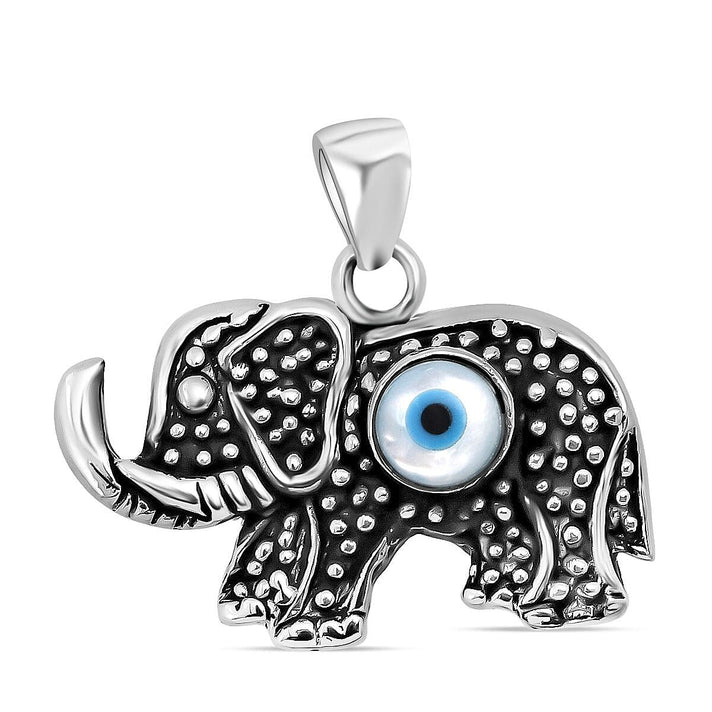 White Mother Of Pearl Oxisided Elephant Pendant in Sterling Silver 8304598 1