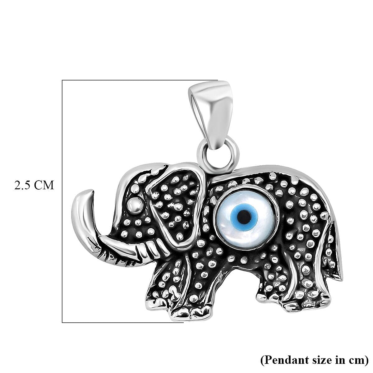 White Mother Of Pearl Oxisided Elephant Pendant in Sterling Silver 8304598 6