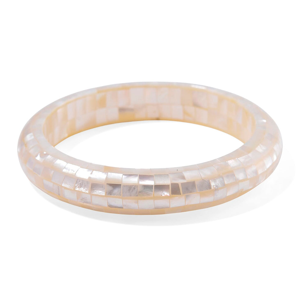 White South Sea Colour Mother Of Pearl Bangle (Size - 7.5)