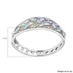 White Mystic Color Glass & Australian White Crystal Bangle (Size - 7)