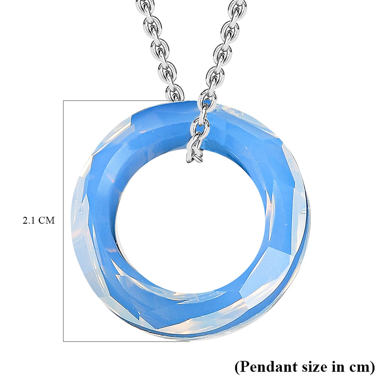 White Opal Crystal Circle Pendant with Stainless Steel Chain (Size-20) with Lobster Clasp in Silver Tone 4209073 5