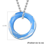 White Opal Crystal Circle Pendant with Stainless Steel Chain (Size-20) with Lobster Clasp in Silver Tone