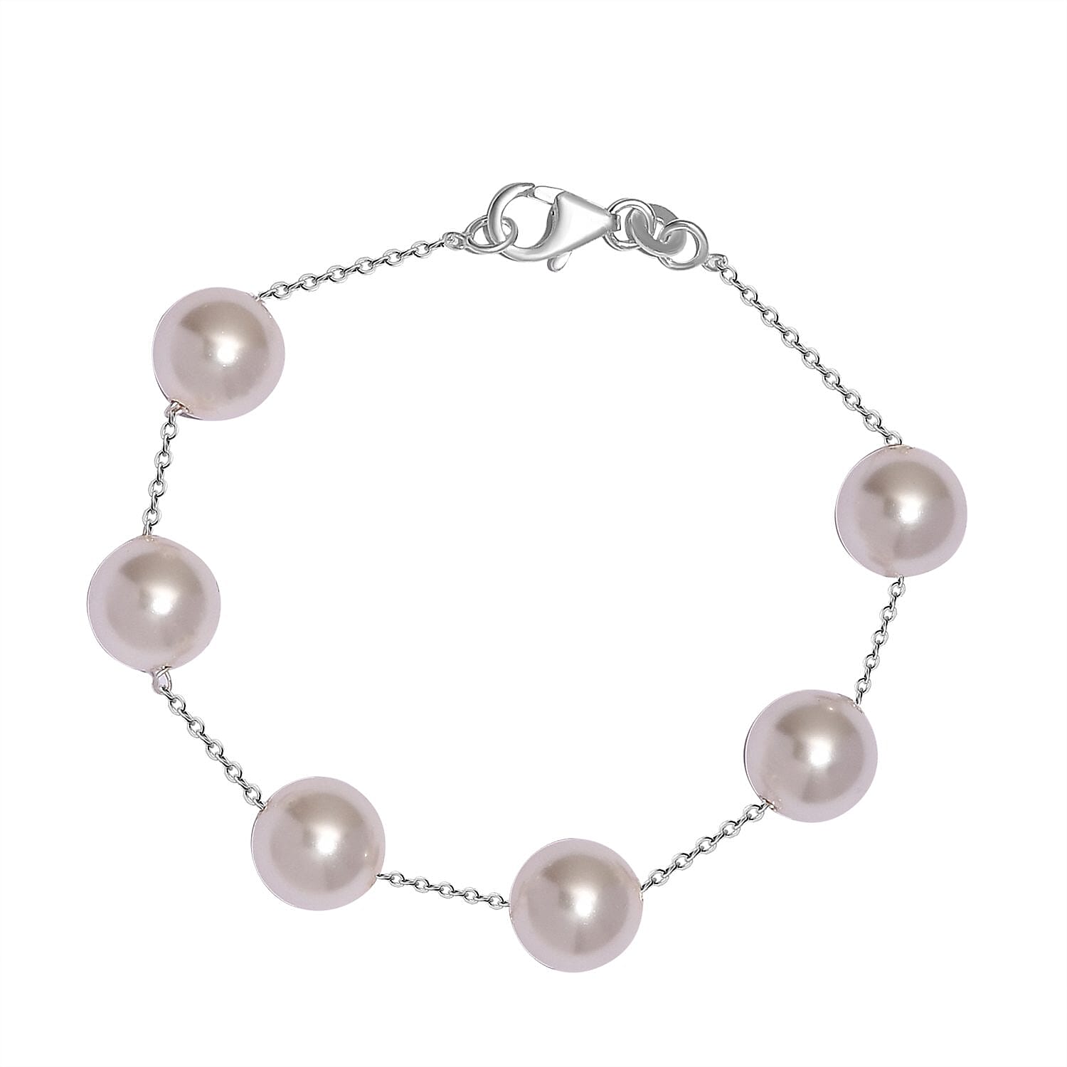 Shell Pearl Bracelet (Size - 7.5) with Lobster Clasp in Sterling Silver 7262192 0