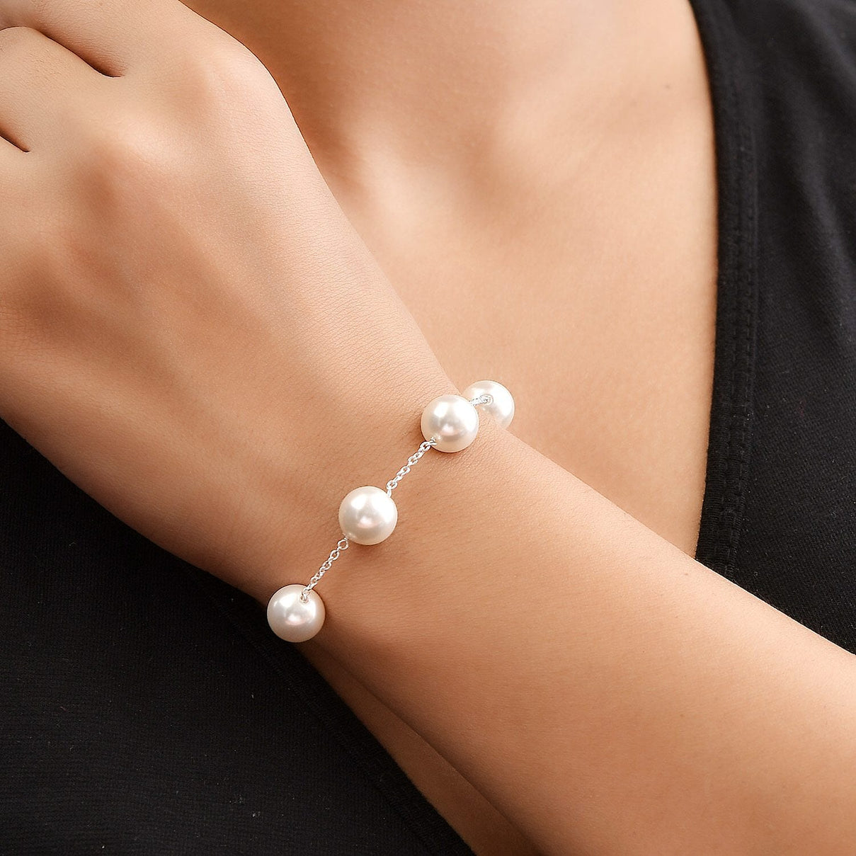 Shell Pearl Bracelet (Size - 7.5) with Lobster Clasp in Sterling Silver 7262192 3