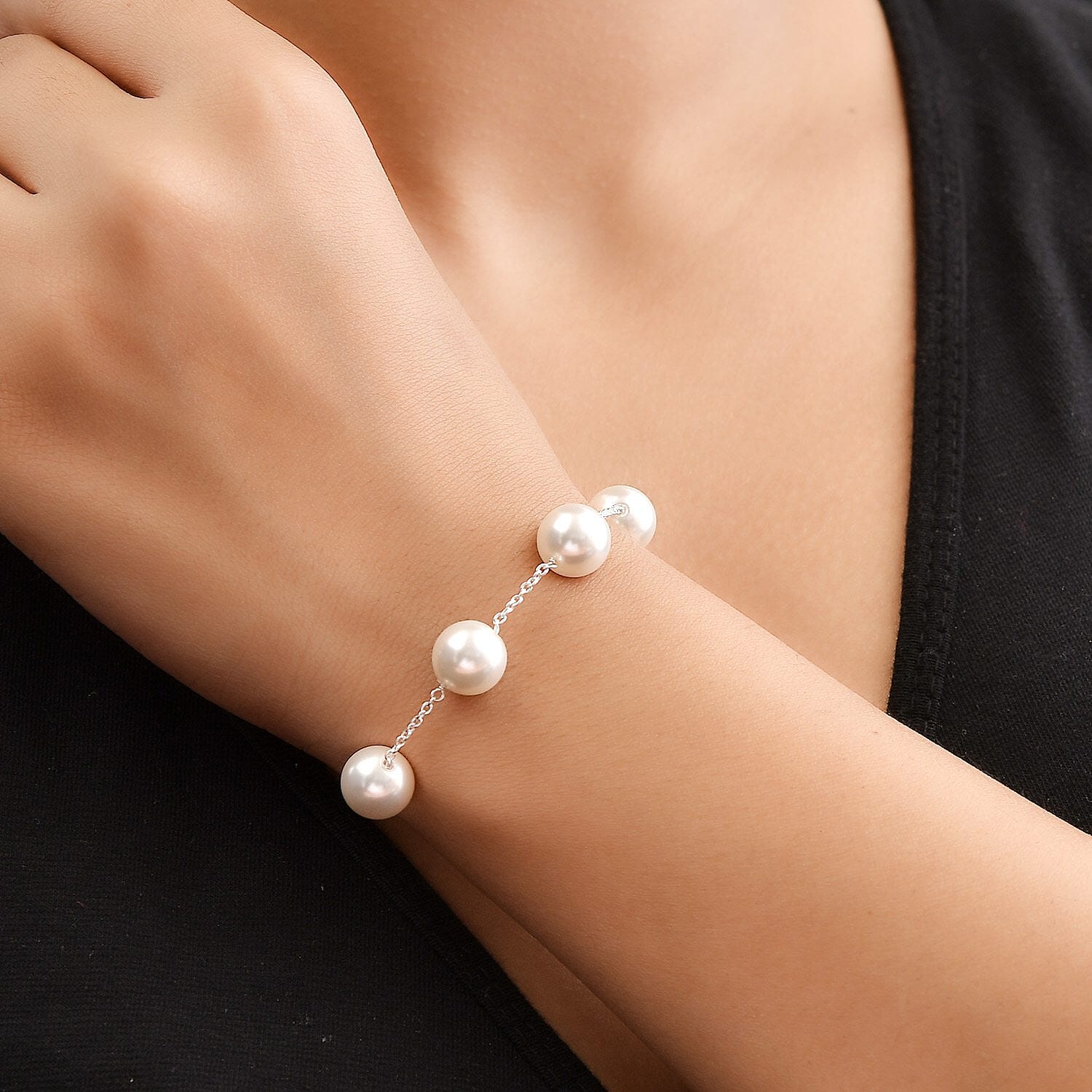 Shell Pearl Bracelet (Size - 7.5) with Lobster Clasp in Sterling Silver 7262192 3