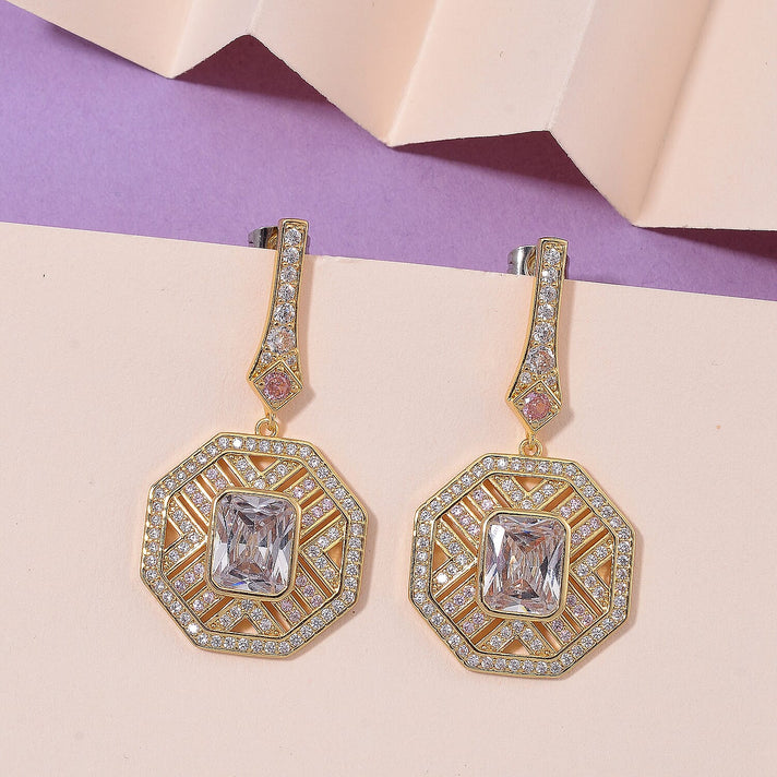 Vintage Boutique Collection - White &amp; Pink Cubic Zirconia Earrings with Push Back 8022523 2