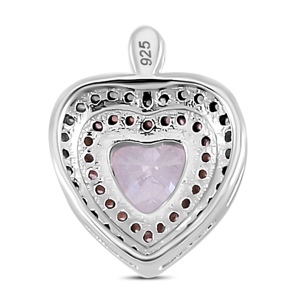 White & Pink Cubic Zirconia Heart Pendant in Two Tone Sterling Silver