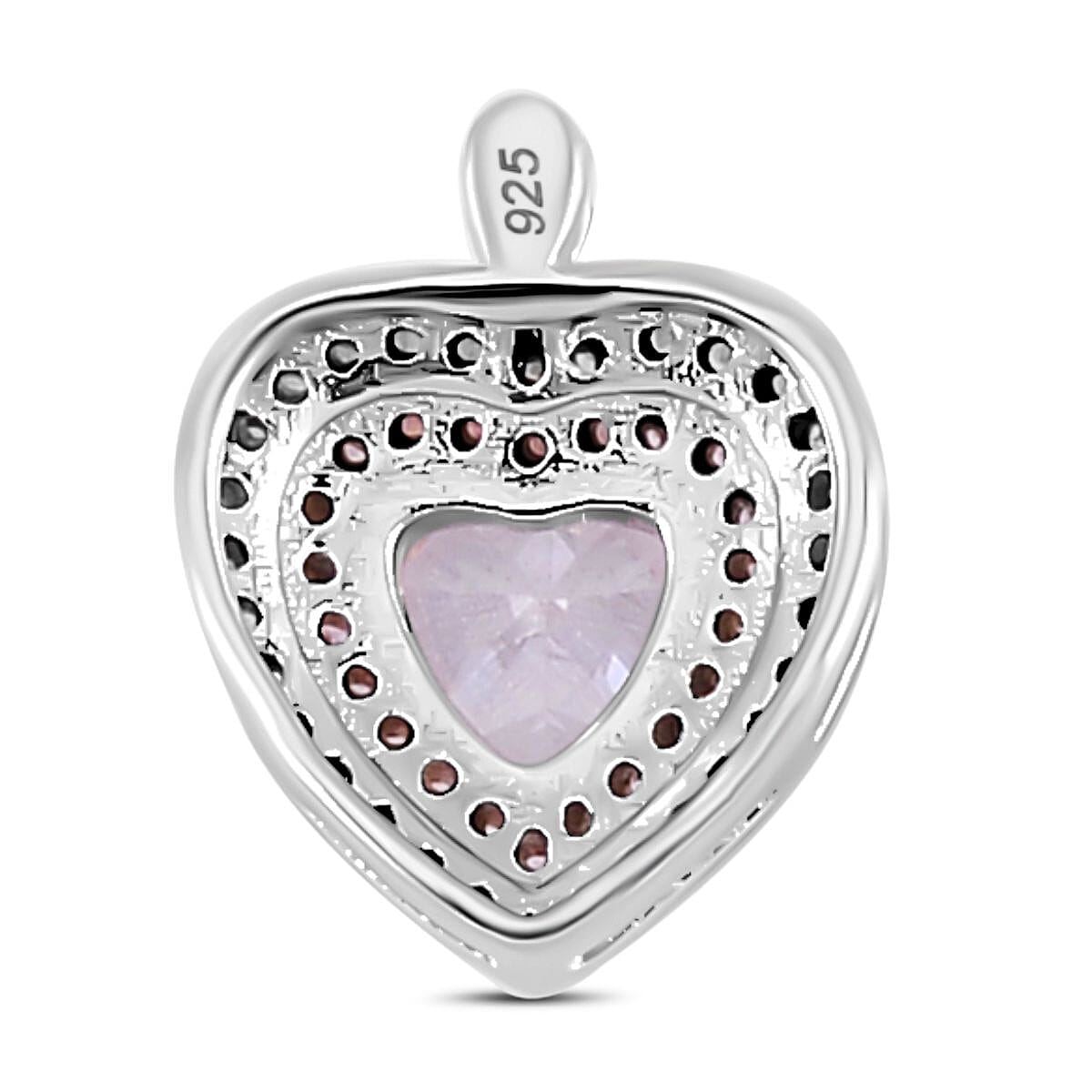 White &amp; Pink Cubic Zirconia Heart Pendant in Two Tone Sterling Silver 7721150 4