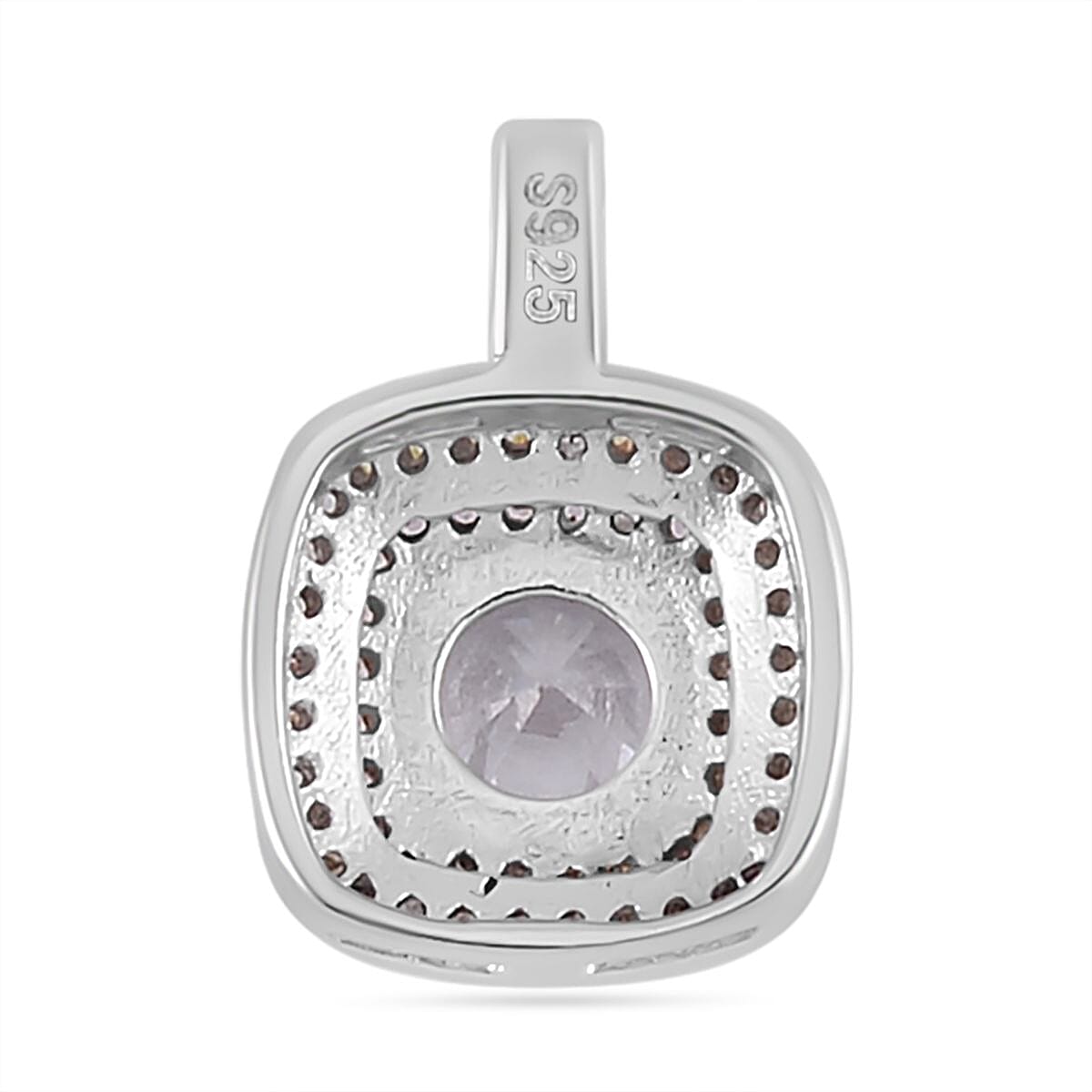 White and Pink Cubic Zirconia Halo Pendant in Two Tone Sterling Silver 7721130 4