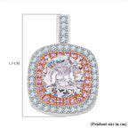 White & Pink Cubic Zirconia Pendant in Two Tone Sterling Silver