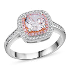 White & Pink Cubic Zirconia Ring in Two Tone Plated Sterling Silver