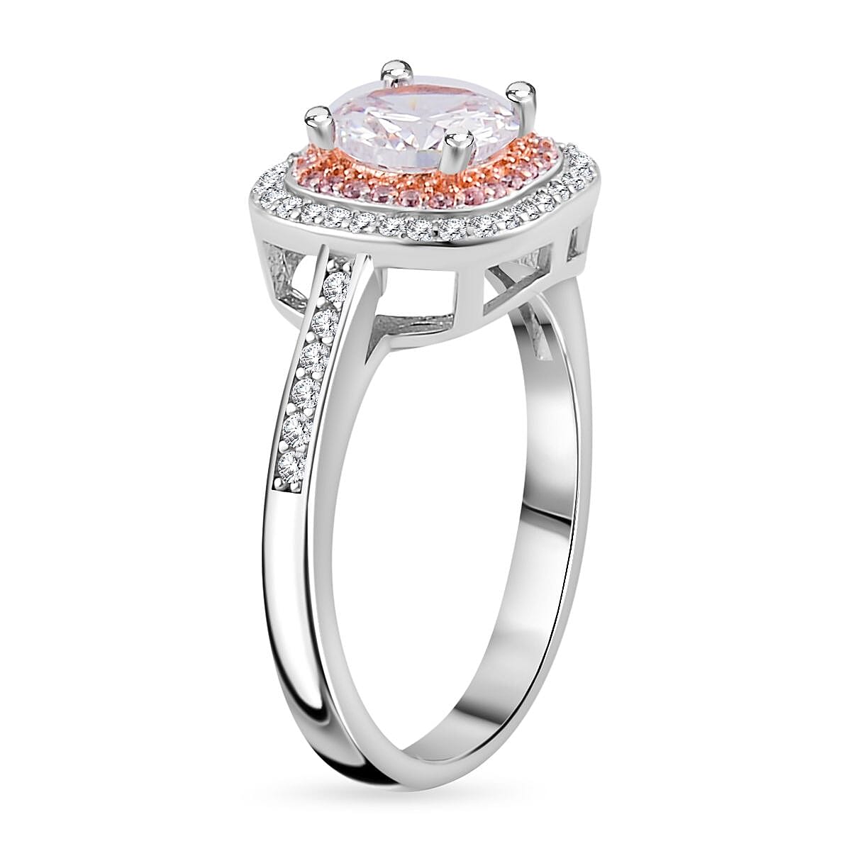 White &amp; Pink Cubic Zirconia Ring in Two Tone Plated Sterling Silver 7721222 3