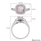 White & Pink Cubic Zirconia Ring in Two Tone Plated Sterling Silver
