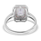 White & Pink Cubic Zirconia Halo Ring in Two Tone Plated Sterling Silver 2.08 Ct