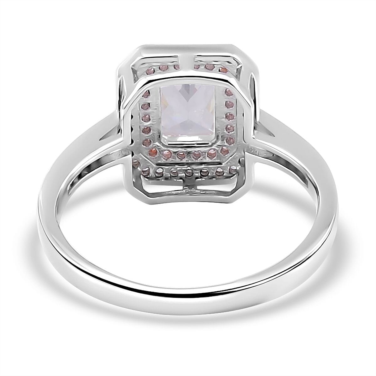 White &amp; Pink Cubic Zirconia Halo Ring in Two Tone Plated Sterling Silver 2.08 Ct 7721240 5