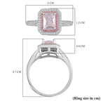 White & Pink Cubic Zirconia Halo Ring in Two Tone Plated Sterling Silver 2.08 Ct